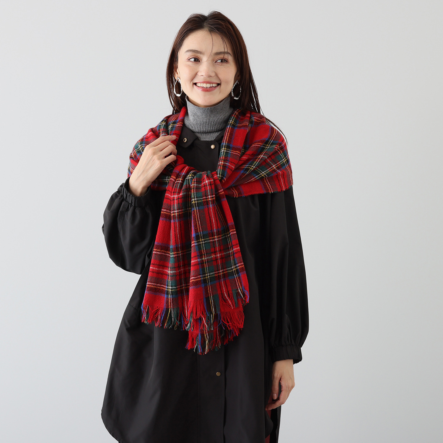 ペイズリーウィズ キンロックアンダーソン ウールカシミヤ タータンチェック 大判ストール