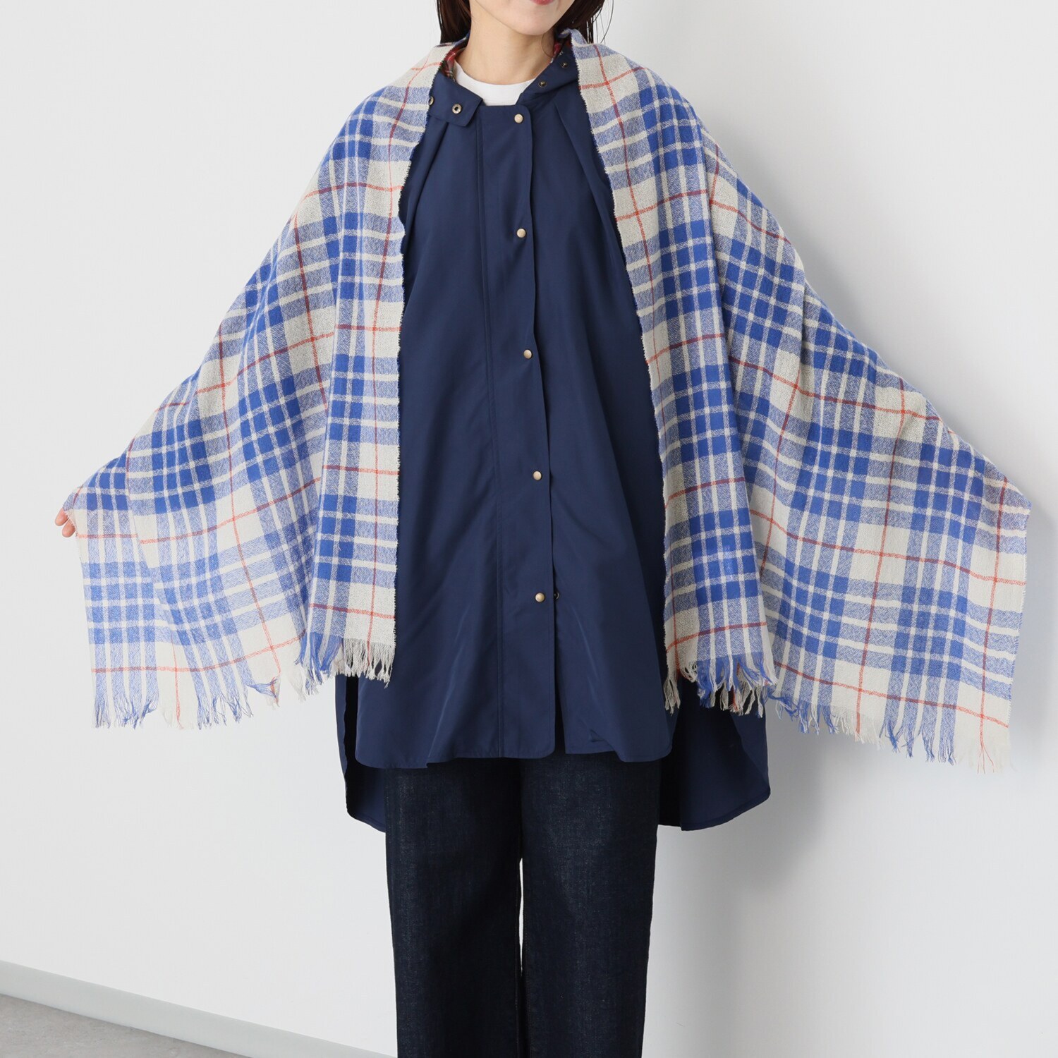 ペイズリーウィズ キンロックアンダーソン ウールカシミヤ タータンチェック 大判ストール