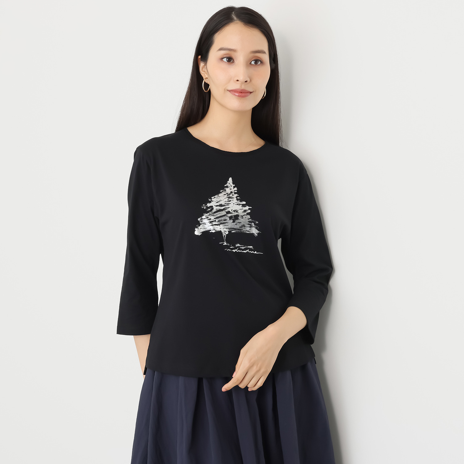 ウノ・ウノ・ドゥーエ ツリーデザイン 七分丈 ロゴＴシャツ