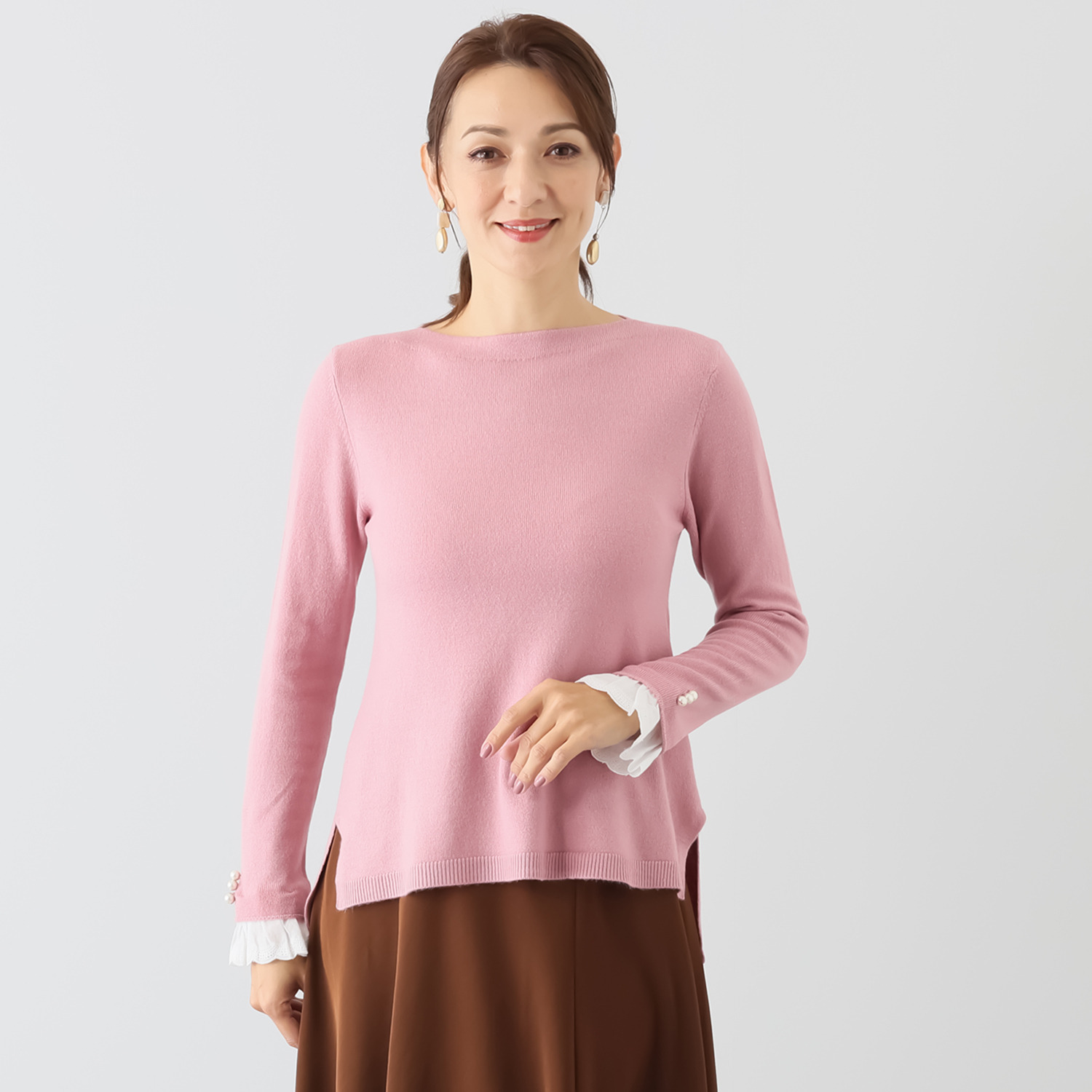 パルムミミ レースと パールビジュウが奏でる エレガントでかわいい ２ウェイニット プルオーバー