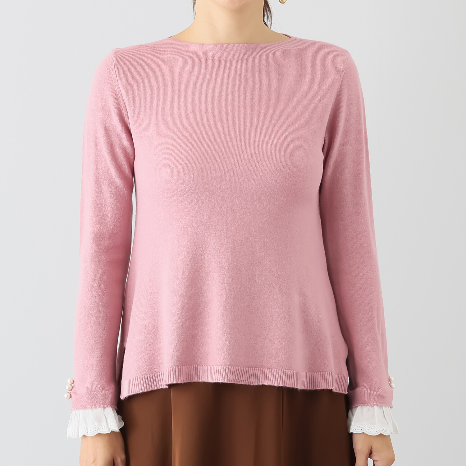 パルムミミ レースと パールビジュウが奏でる エレガントでかわいい ２ウェイニット プルオーバー