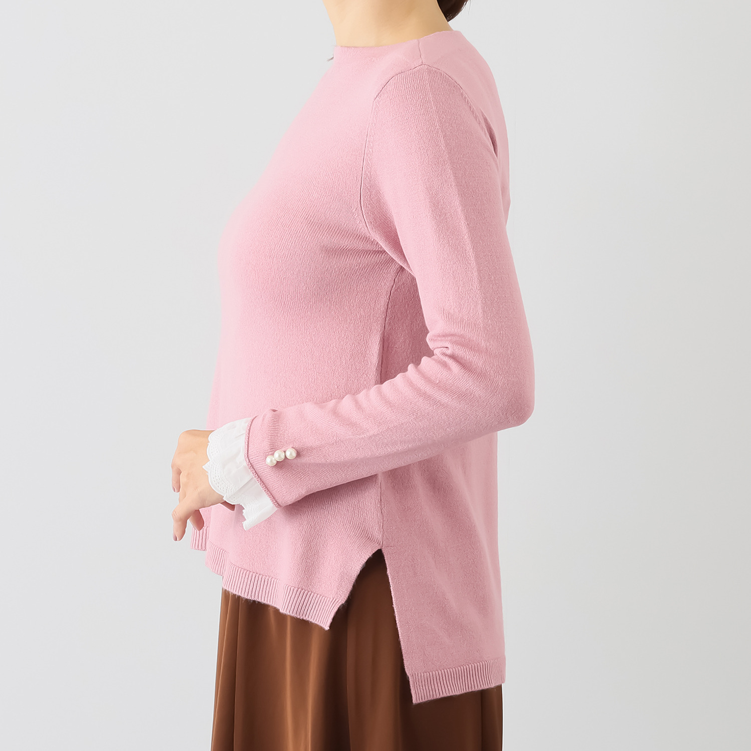 パルムミミ レースと パールビジュウが奏でる エレガントでかわいい ２ウェイニット プルオーバー