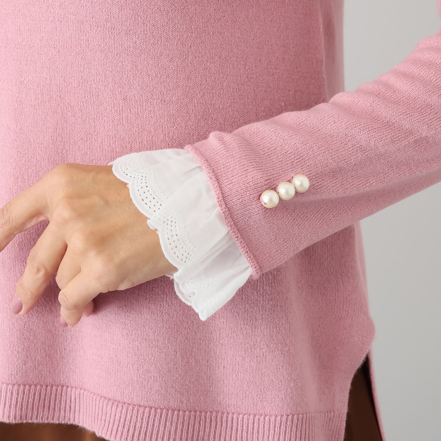 パルムミミ レースと パールビジュウが奏でる エレガントでかわいい ２ウェイニット プルオーバー