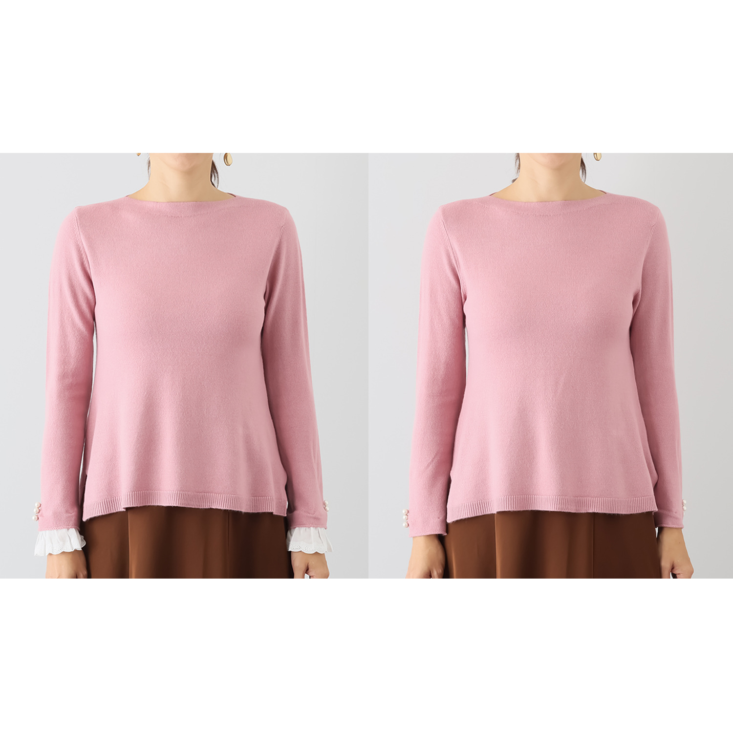 パルムミミ レースと パールビジュウが奏でる エレガントでかわいい ２ウェイニット プルオーバー