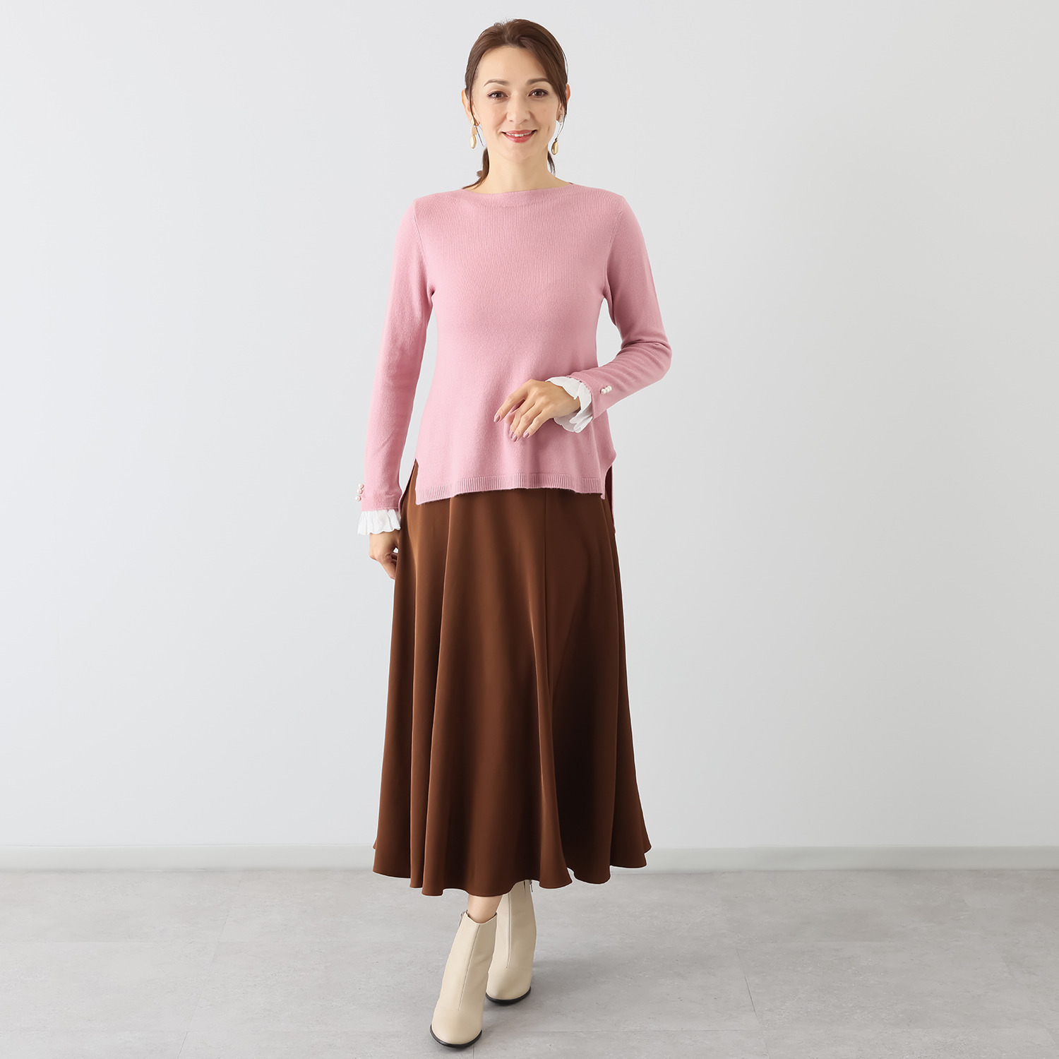 パルムミミ レースと パールビジュウが奏でる エレガントでかわいい ２ウェイニット プルオーバー