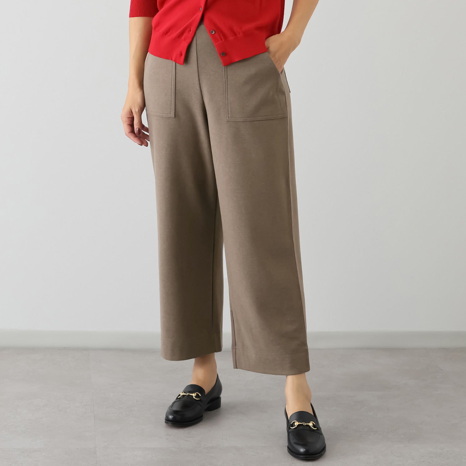 アトリエール ウール調ニット ベイカーワイドパンツ