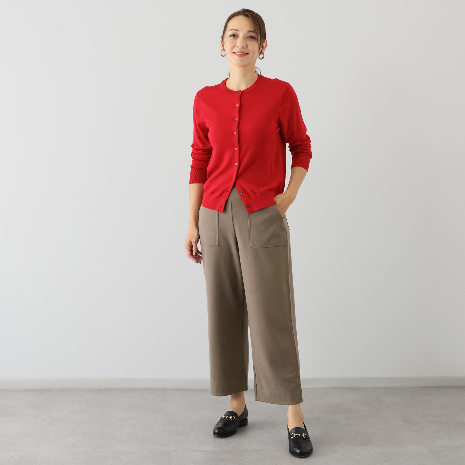 アトリエール ウール調ニット ベイカーワイドパンツ