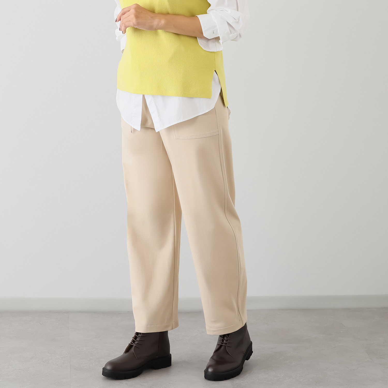 アトリエール レーヨン混 ハイパワーストレッチ ベイカーカーブパンツ