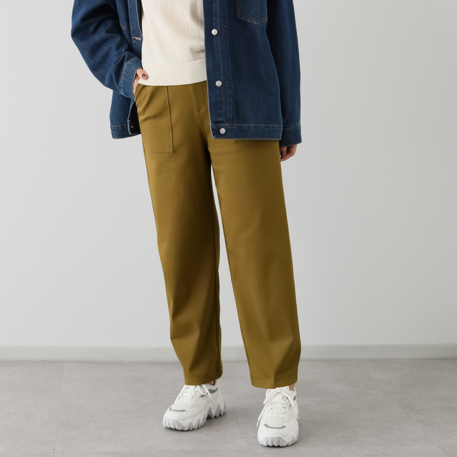 アトリエール レーヨン混 ハイパワーストレッチ ベイカーカーブパンツ