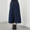 ミミコプラス プリーツが美しく スタイルアップが叶う なめらかな肌触り デニムロングスカート