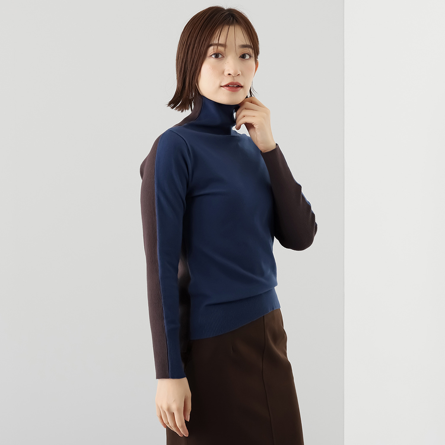 ミミコプラス どちらもＡ面 編地もカラーもおしゃれ タートルネック ニットプルオーバー