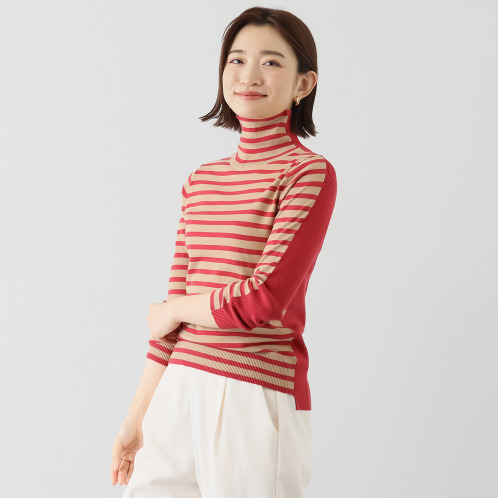 ミミコプラス　どちらもＡ面　編地もカラーもおしゃれ　タートルネック　ニットプルオーバー