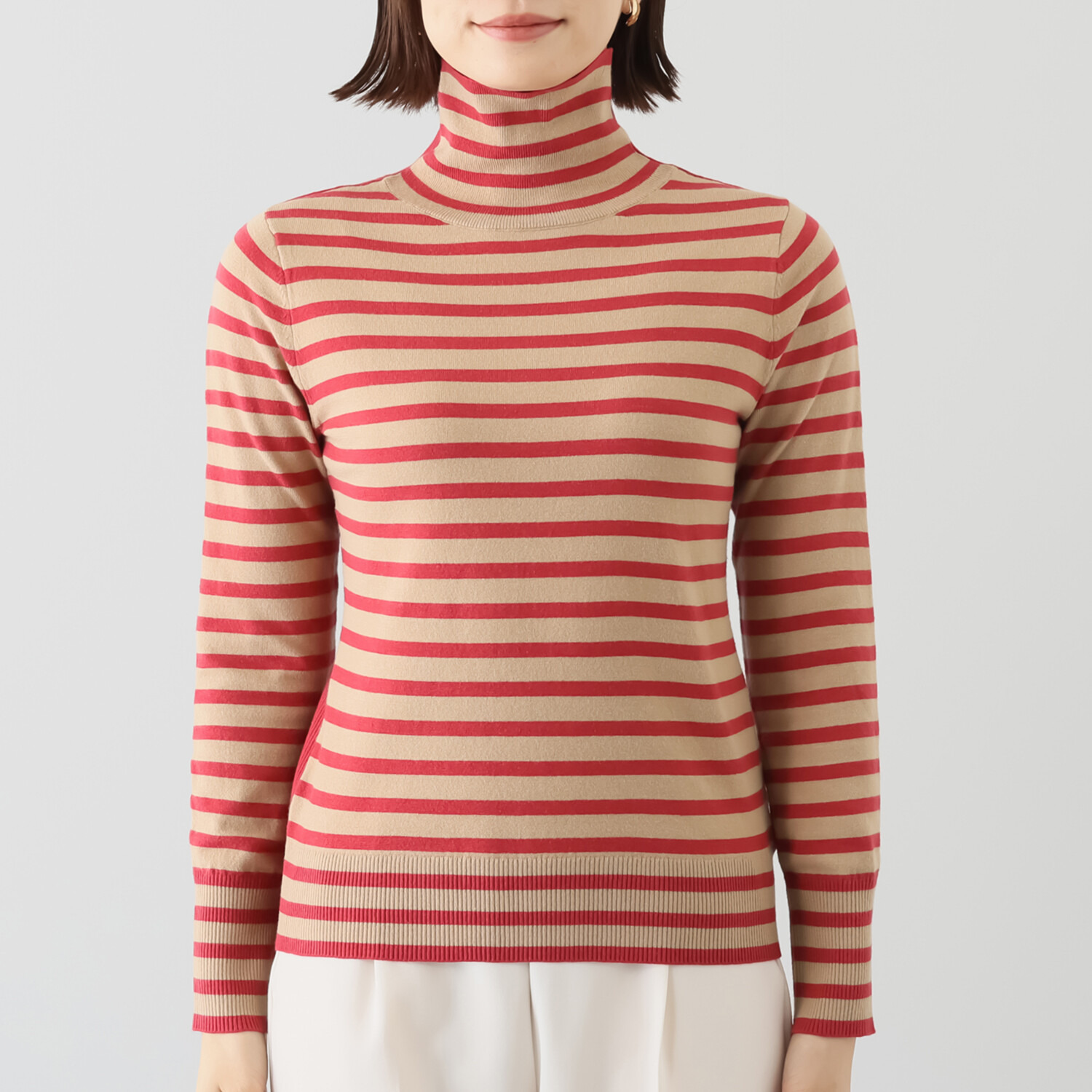 ミミコプラス どちらもＡ面 編地もカラーもおしゃれ タートルネック ニットプルオーバー