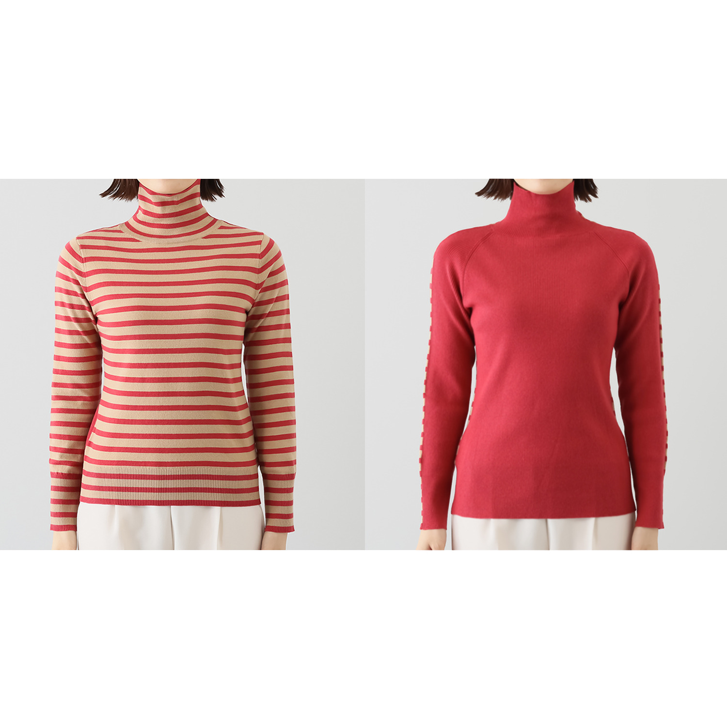 ミミコプラス どちらもＡ面 編地もカラーもおしゃれ タートルネック ニットプルオーバー