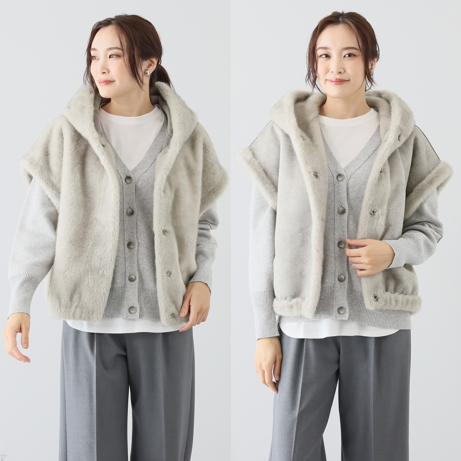 亀　恭子セレクト！ スタジオエーアール リバーシブル ミンク調エコファー ジレコート