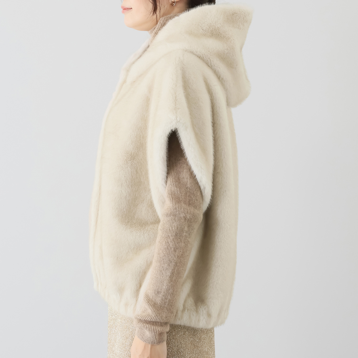 亀　恭子セレクト！ スタジオエーアール リバーシブル ミンク調エコファー ジレコート