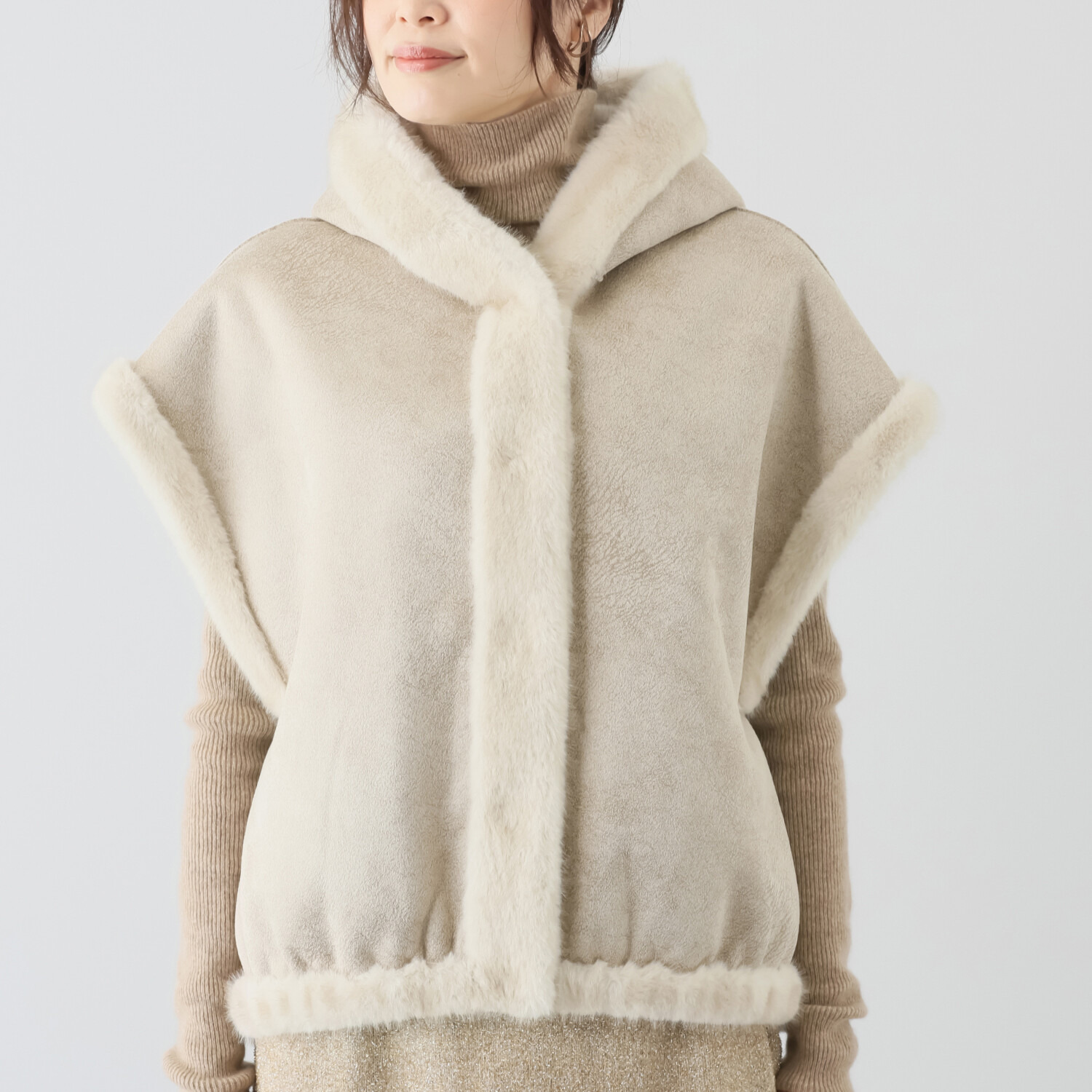 亀　恭子セレクト！ スタジオエーアール リバーシブル ミンク調エコファー ジレコート