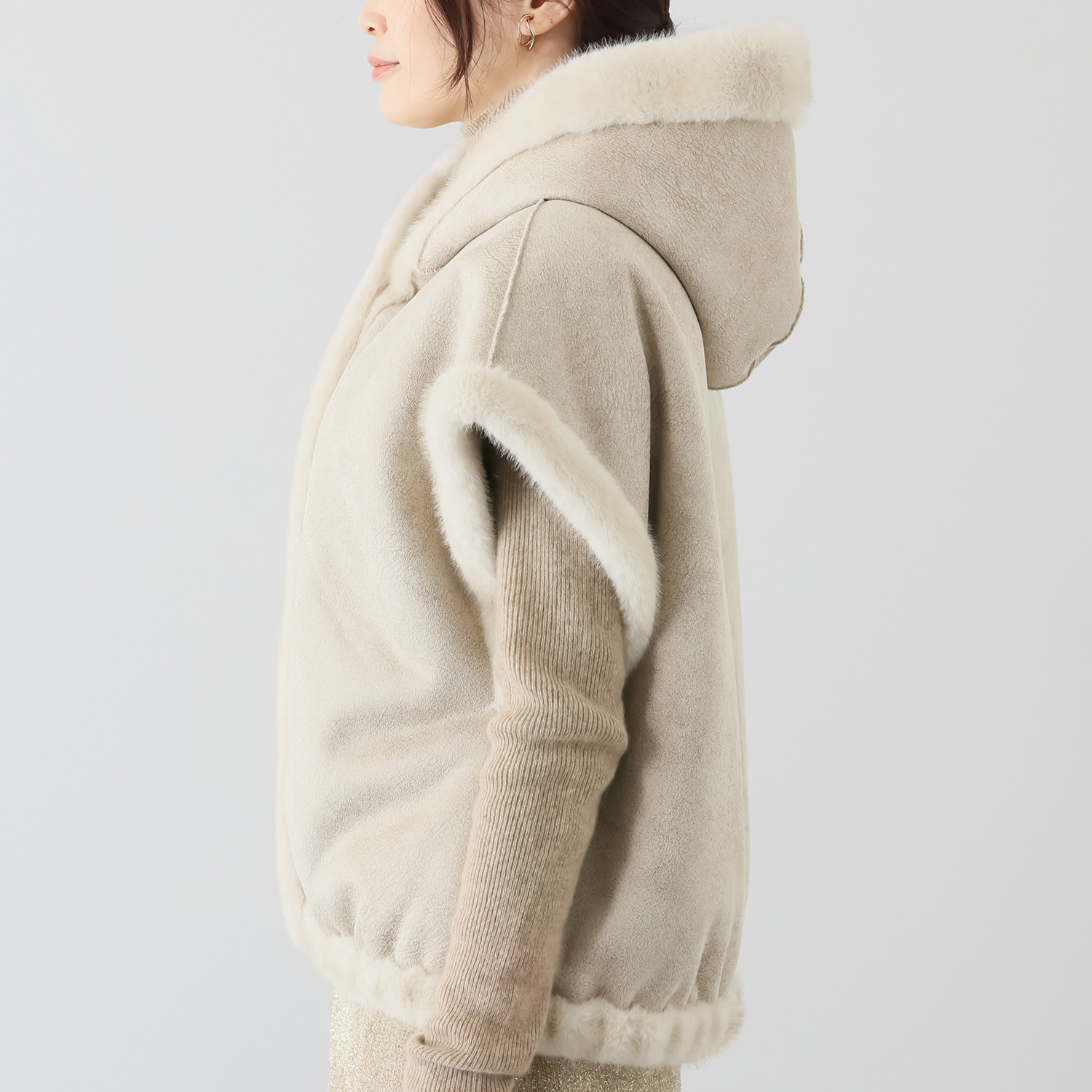 亀　恭子セレクト！ スタジオエーアール リバーシブル ミンク調エコファー ジレコート