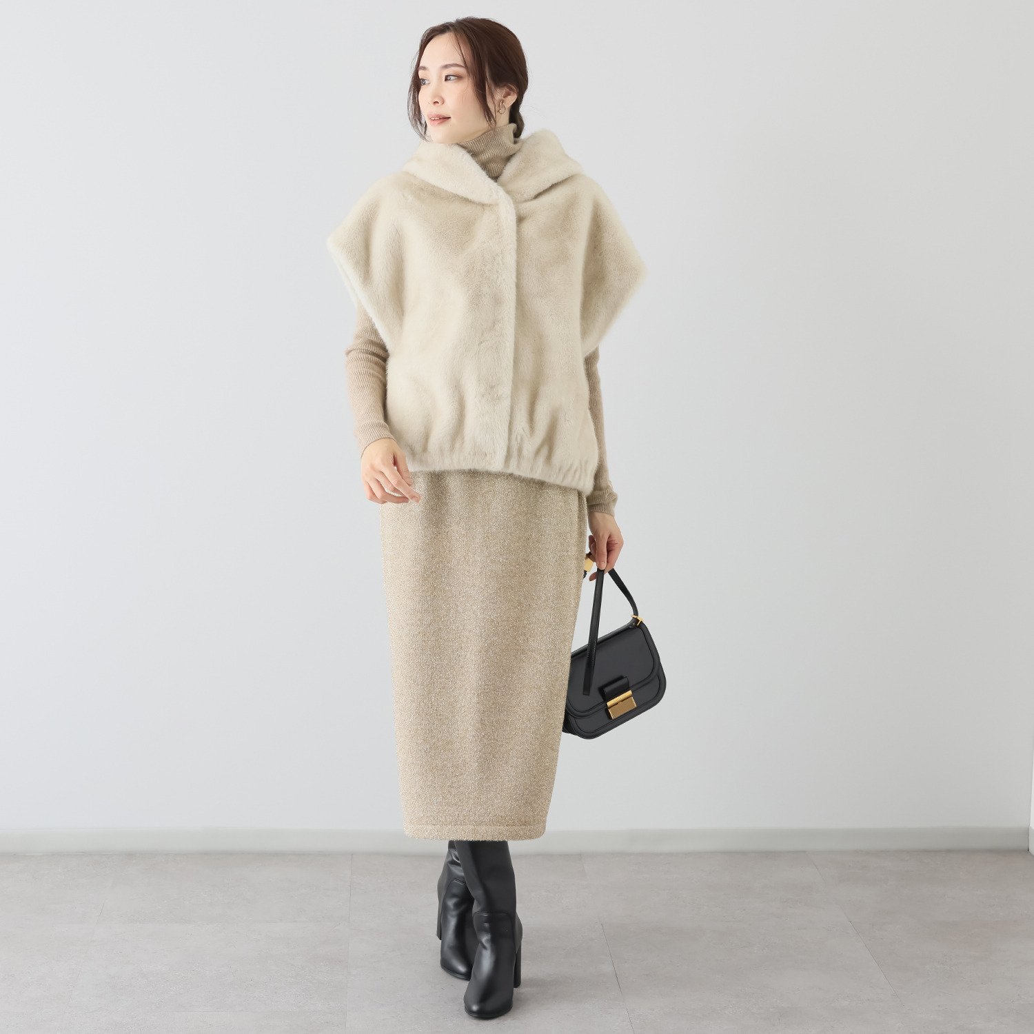 亀　恭子セレクト！ スタジオエーアール リバーシブル ミンク調エコファー ジレコート