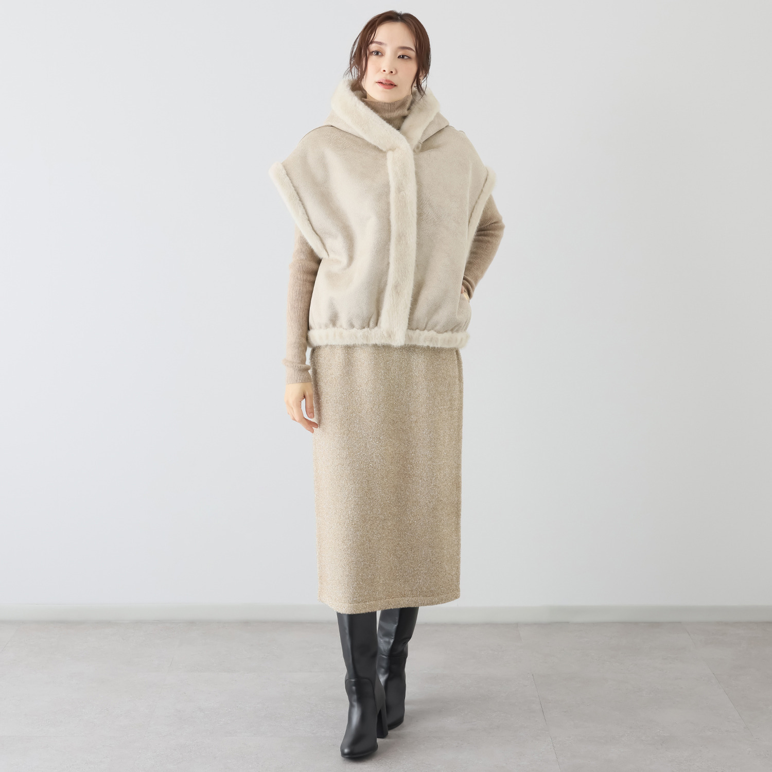 亀　恭子セレクト！ スタジオエーアール リバーシブル ミンク調エコファー ジレコート