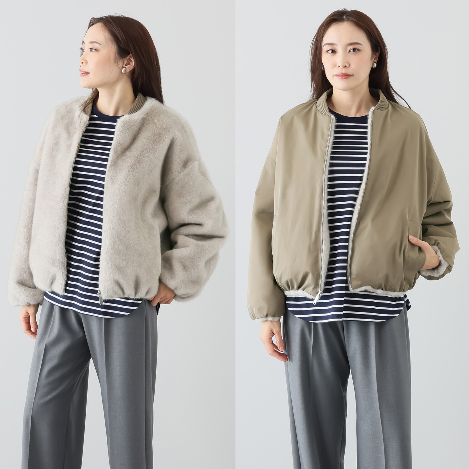 亀　恭子セレクト！ スタジオエーアール リバーシブル ミンク調エコファー ブルゾン