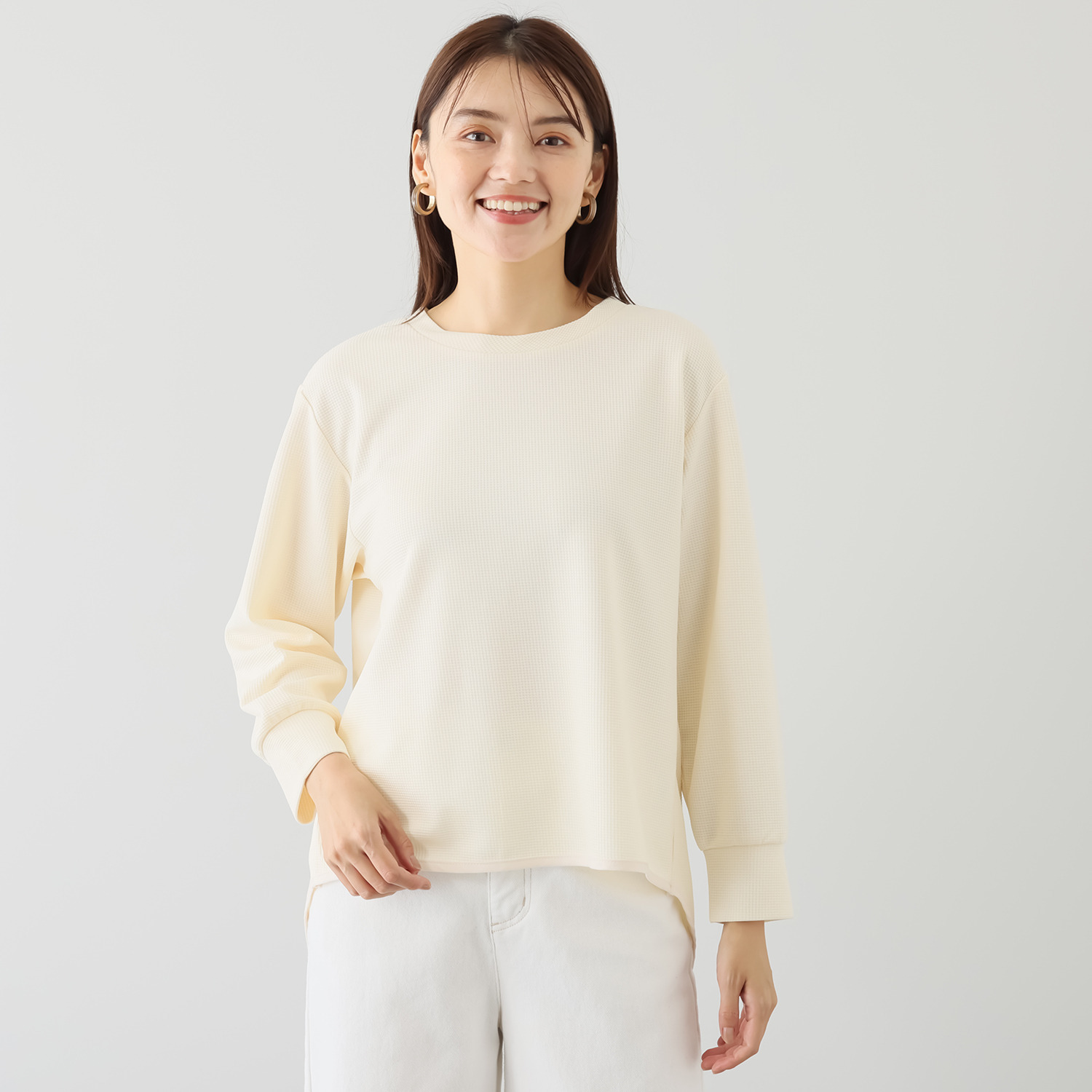 リラリー 刺しゅう入り ワッフルロングＴシャツ