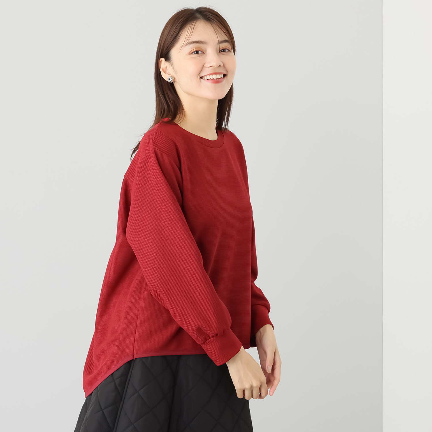 リラリー 刺しゅう入り ワッフルロングＴシャツ