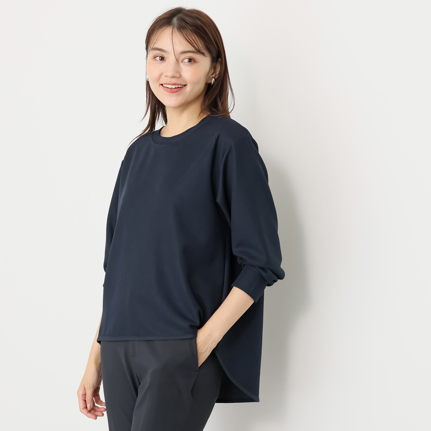 リラリー 刺しゅう入り ワッフルロングＴシャツ