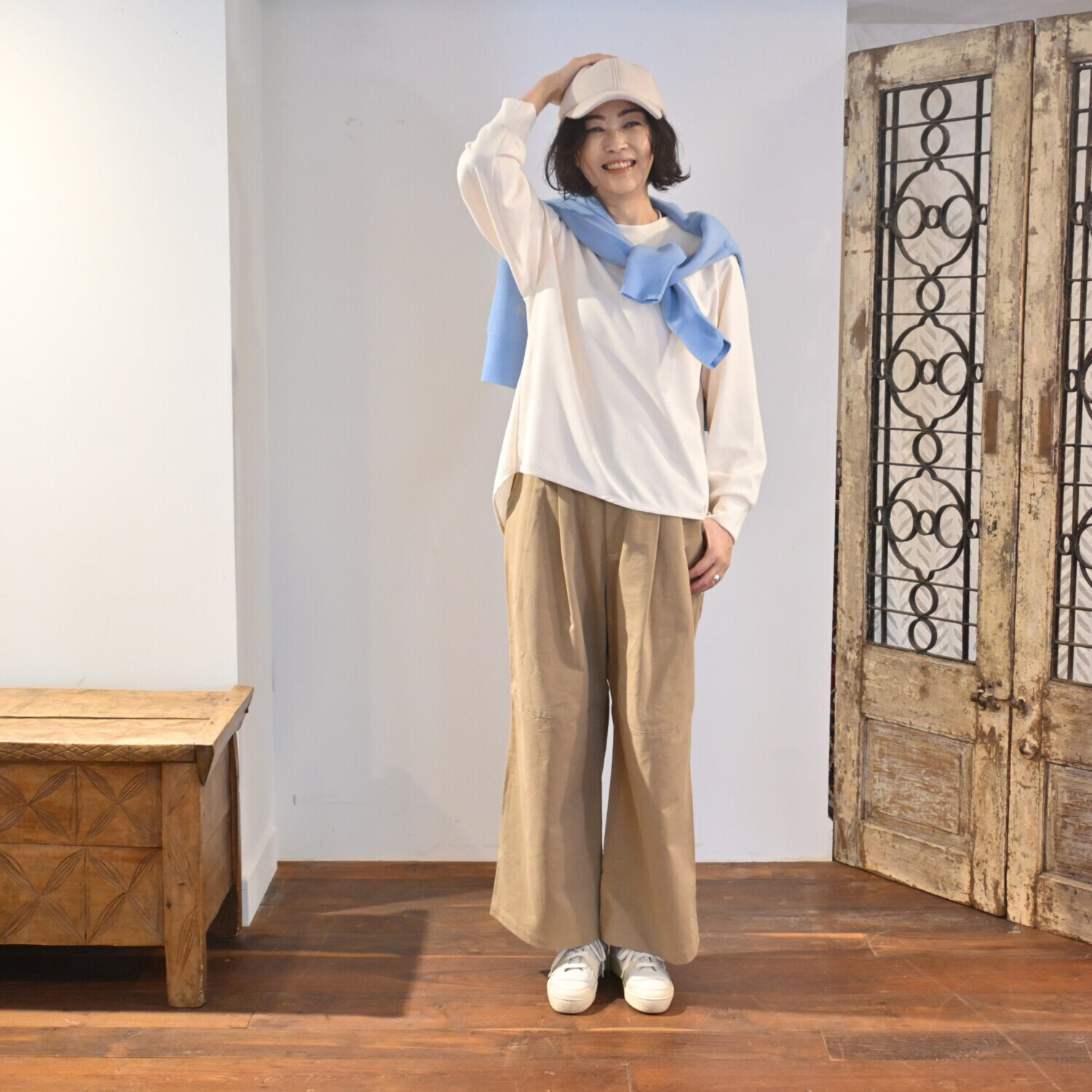 リラリー 刺しゅう入り ワッフルロングＴシャツ