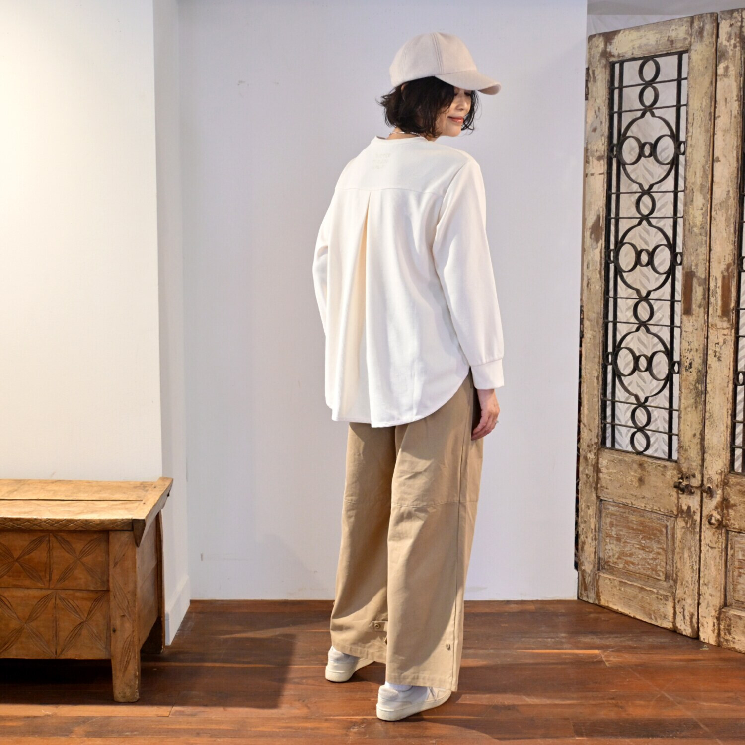 リラリー 刺しゅう入り ワッフルロングＴシャツ