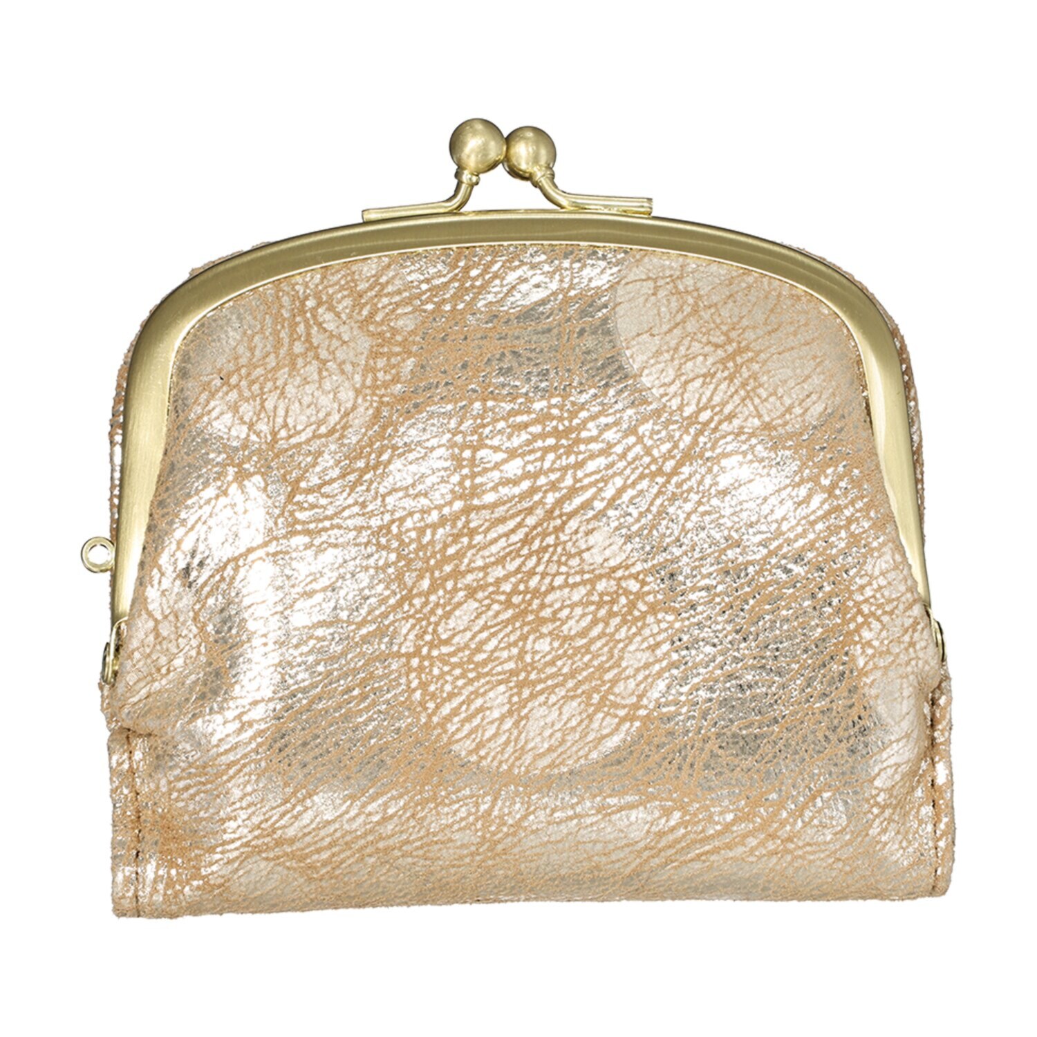 ズッケロ ゴートレザー クラックメタリック 二つ折りがま口ウォレット