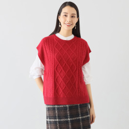 ナチュラム お手入れ簡単 カシミヤヤクの ゆったりシルエットの デザインベスト