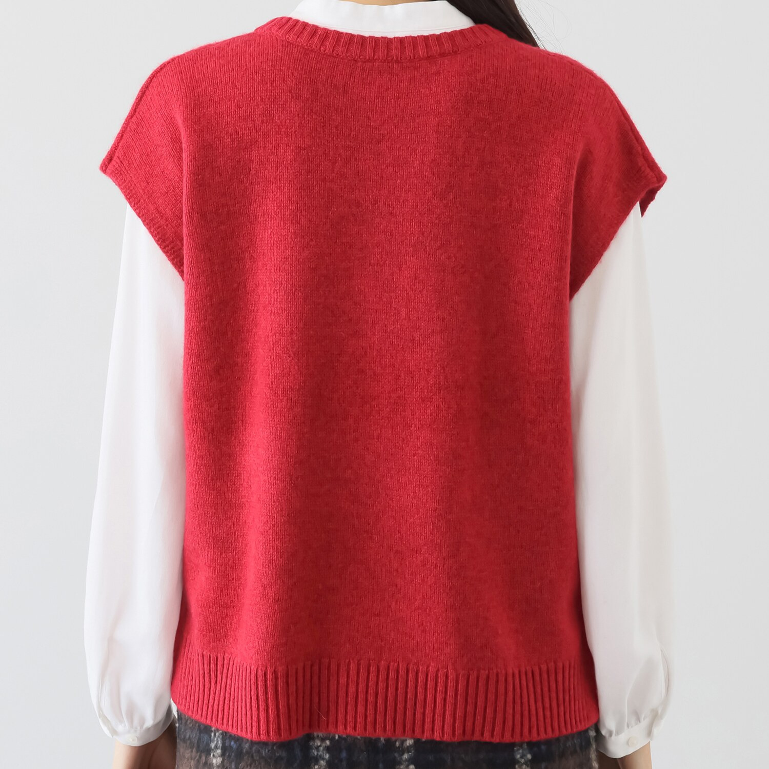 ナチュラム お手入れ簡単 カシミヤヤクの ゆったりシルエットの デザインベスト