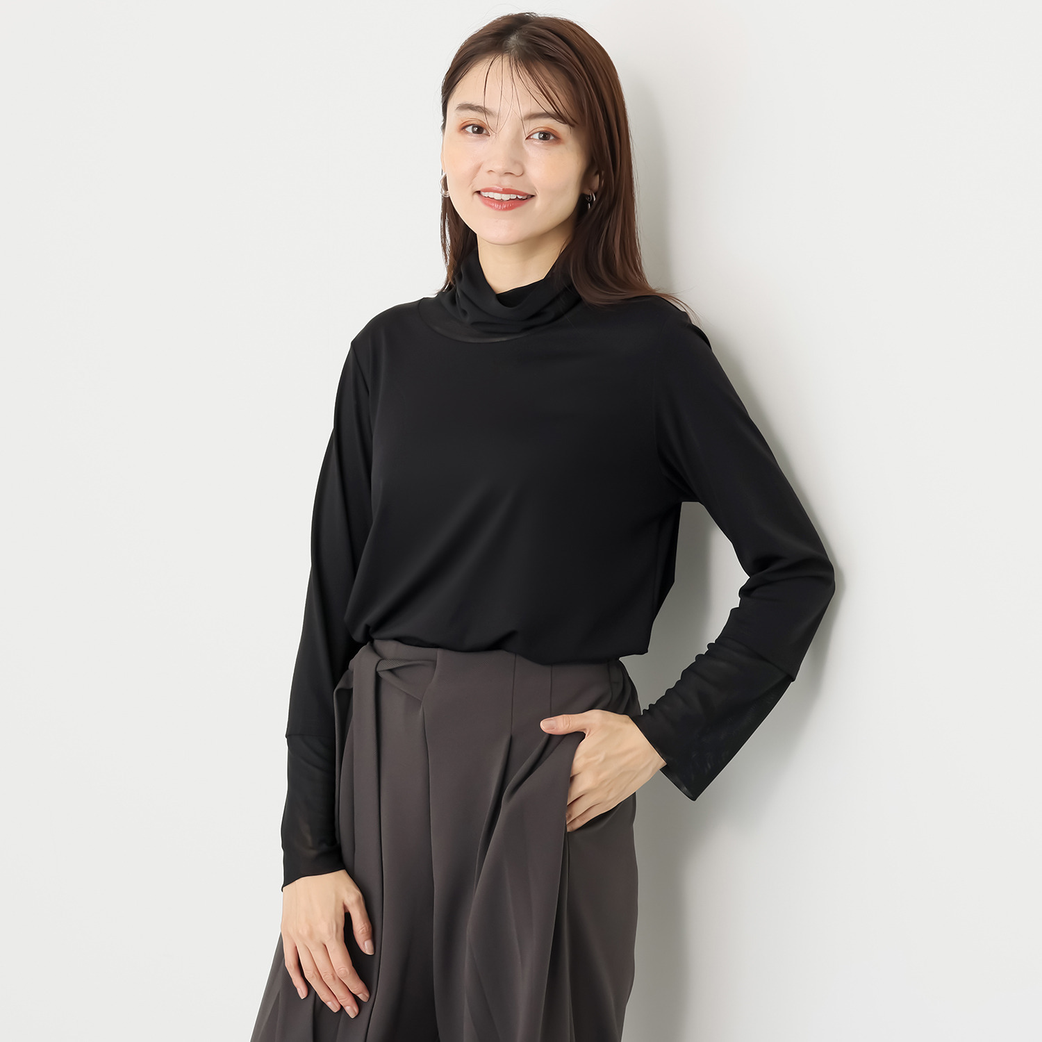 シルバーミントシュガー ソフトチュール使い 長め丈 プルオーバー