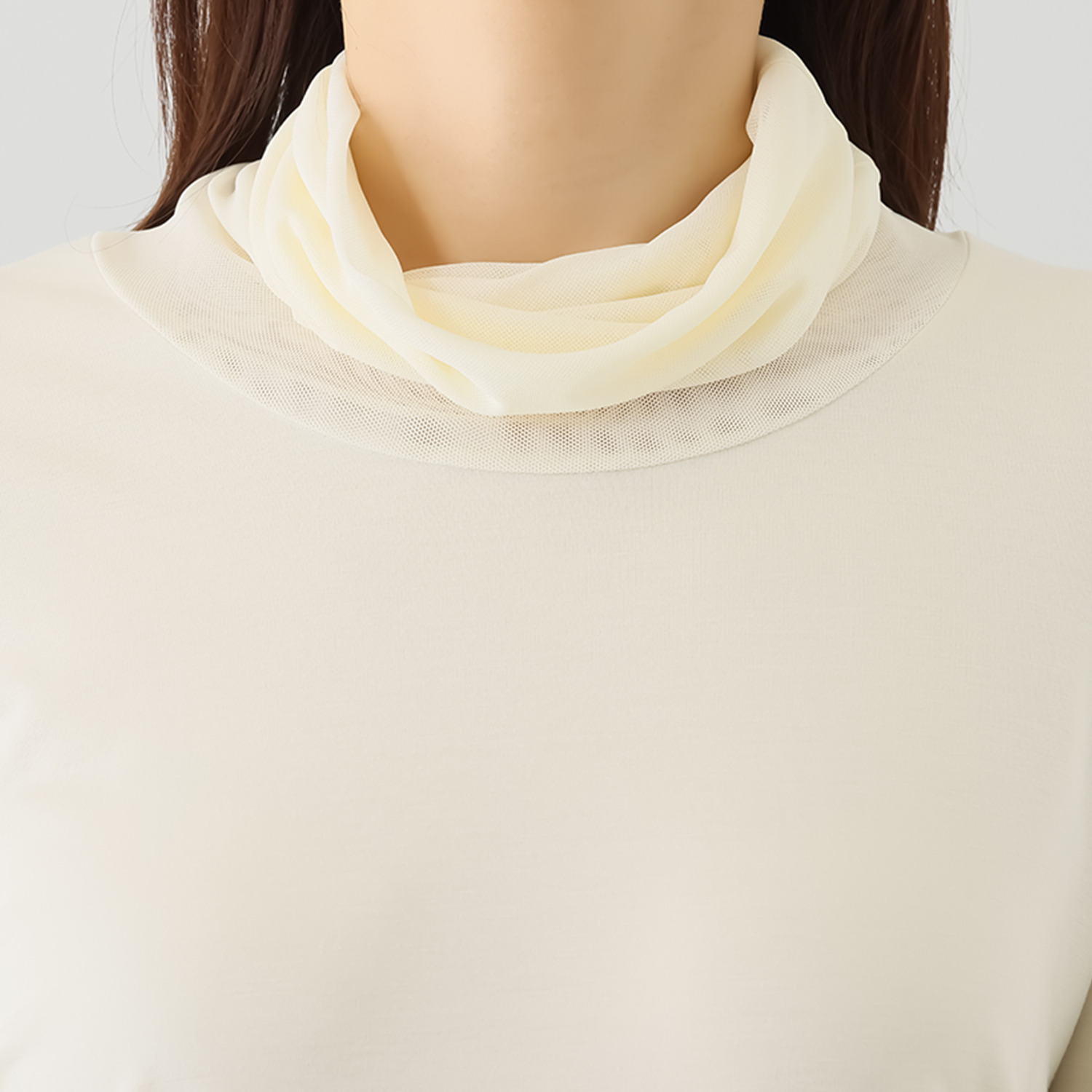 シルバーミントシュガー ソフトチュール使い 長め丈 プルオーバー