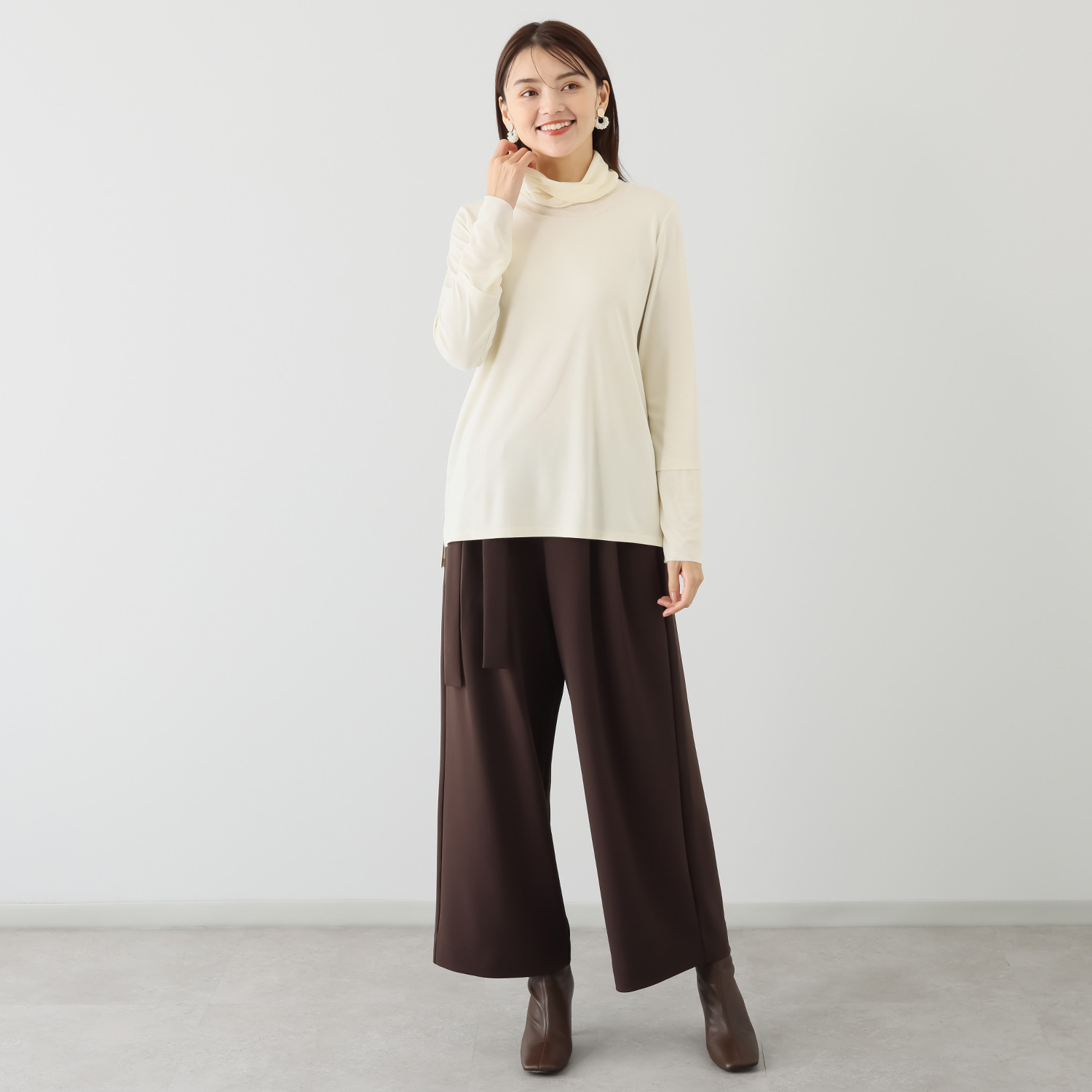 シルバーミントシュガー ソフトチュール使い 長め丈 プルオーバー