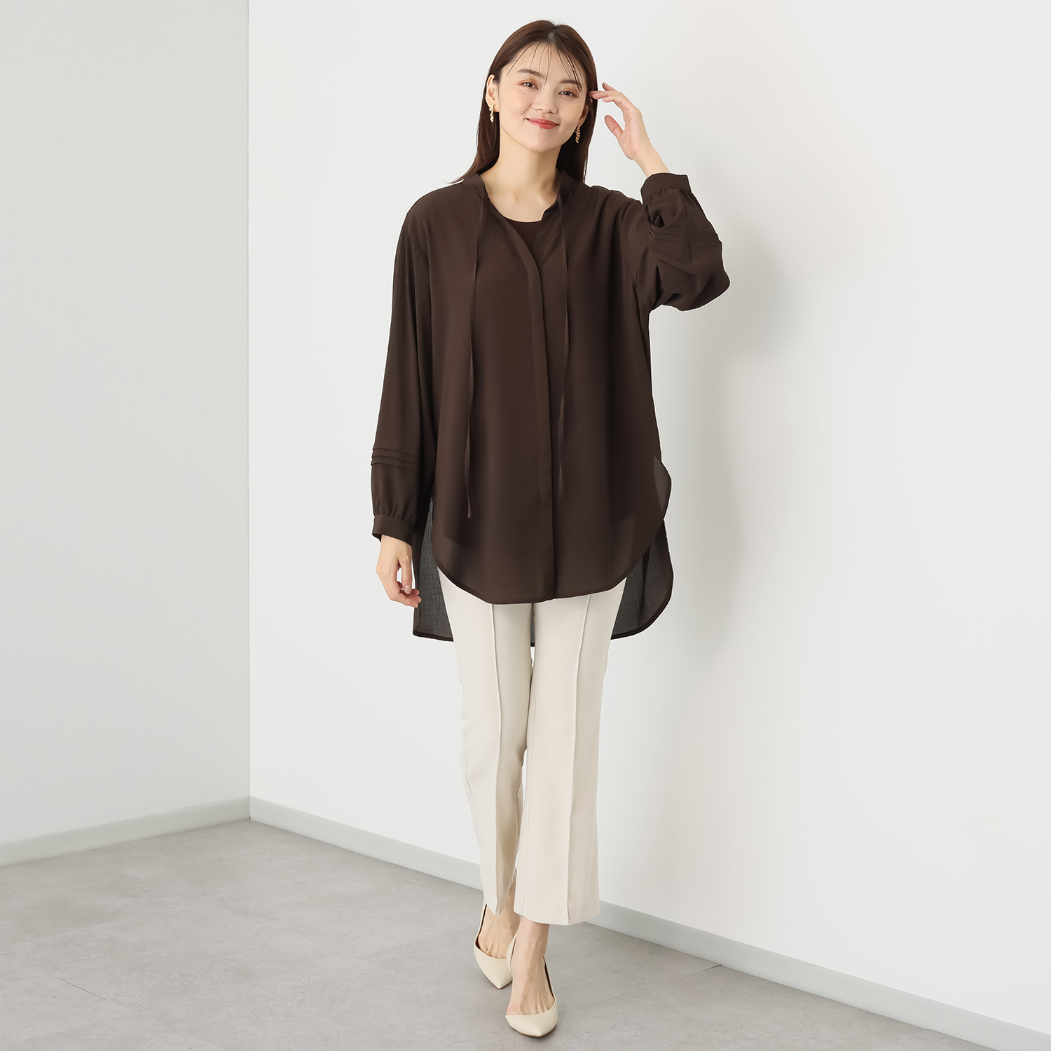 シルバーミントシュガー ゆったりなのに すっきり見えブラウス＆ インナーチュニック アンサンブル