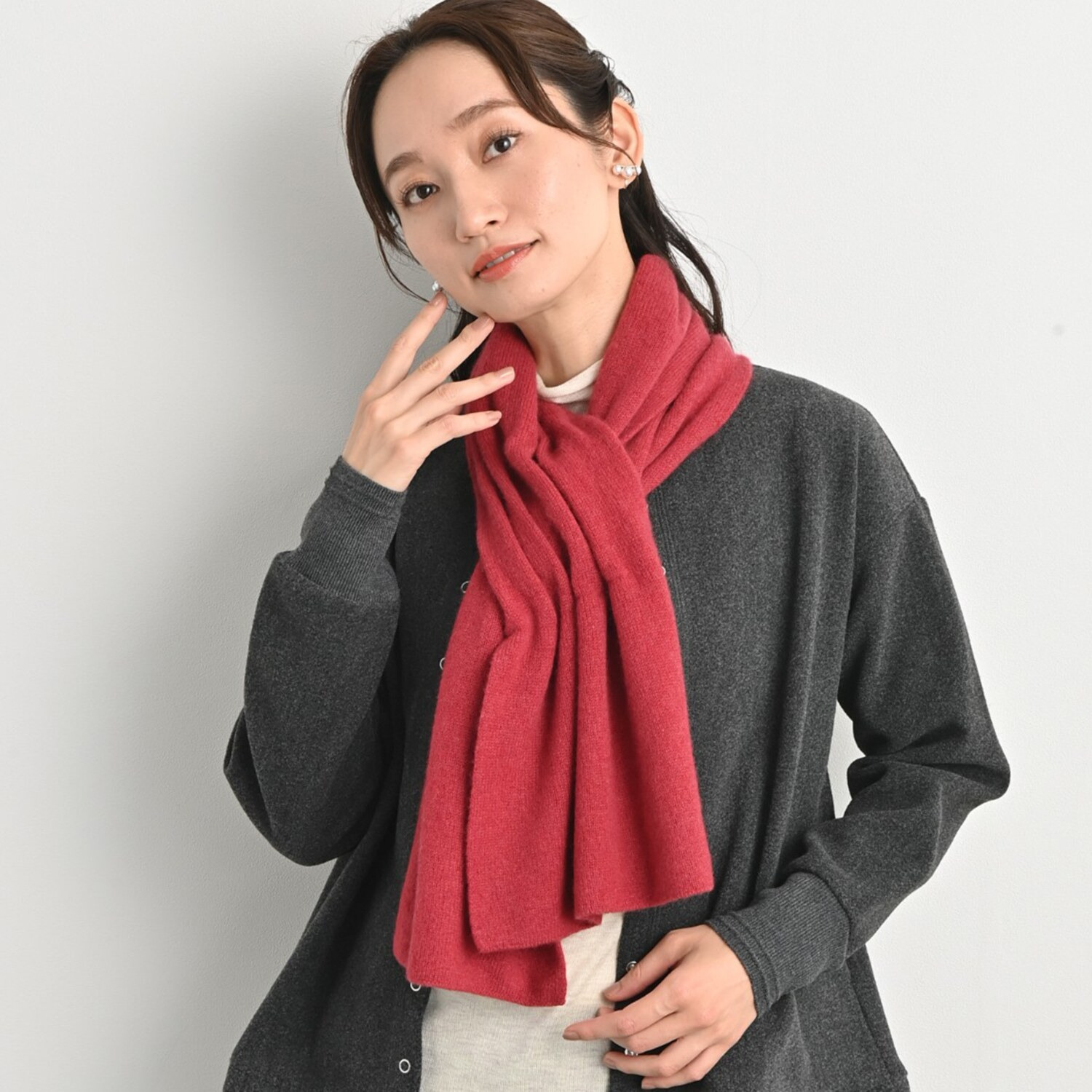 ティエドゥール 内モンゴル産 アルバスカシミヤ１００％ ふんわりニット ２ウェイマフラー