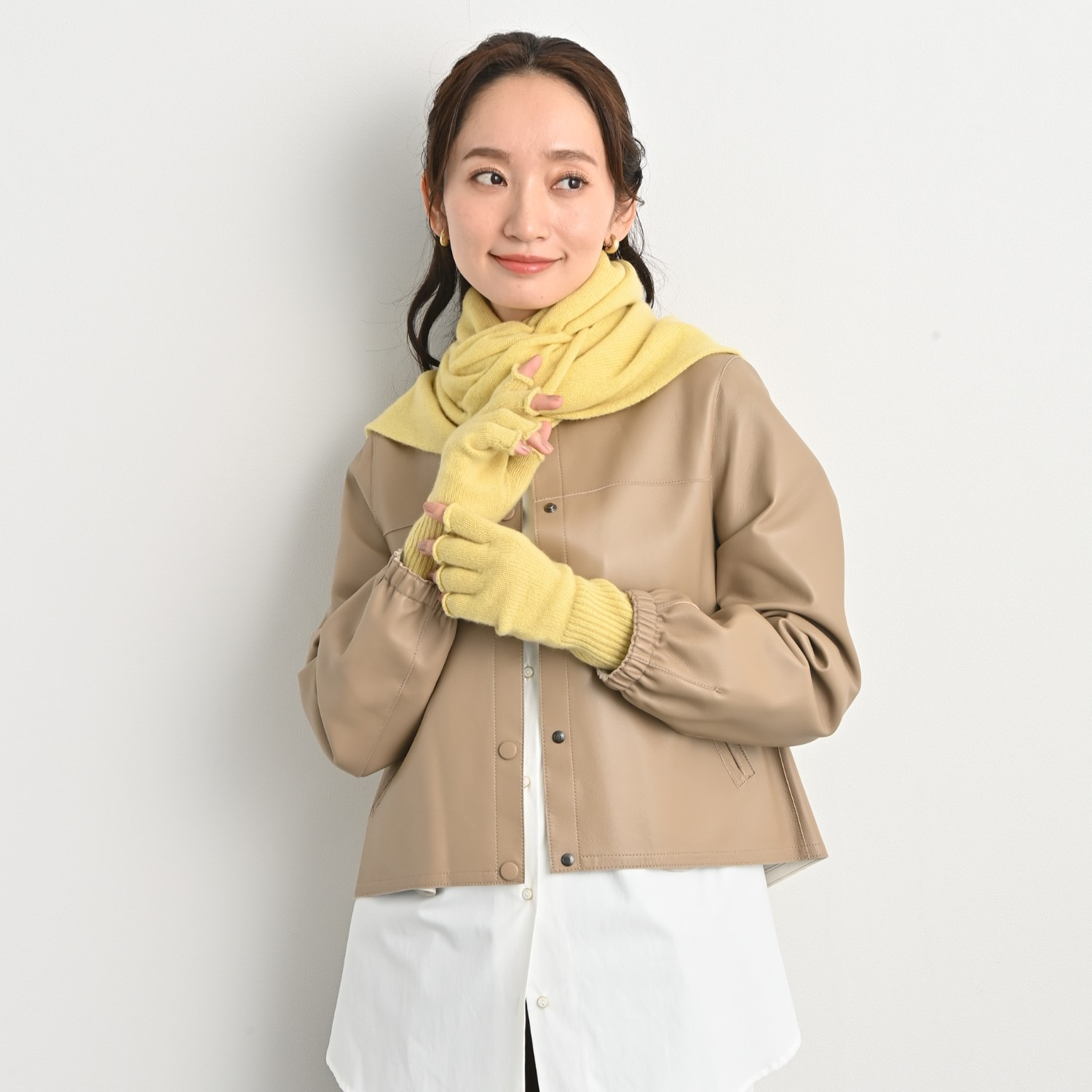 ティエドゥール 内モンゴル産 アルバスカシミヤ１００％ ふんわりニット ２ウェイマフラー