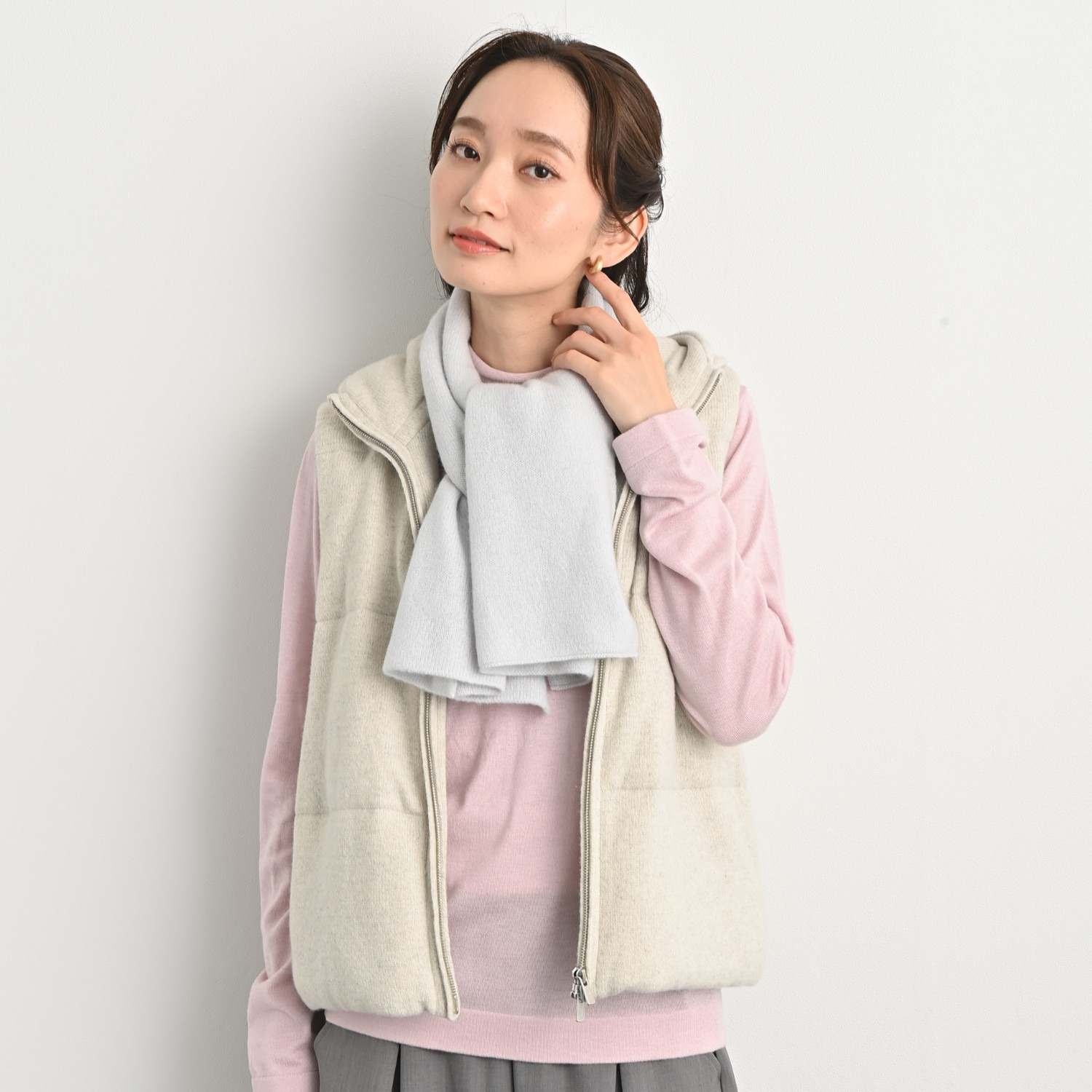 ティエドゥール 内モンゴル産 アルバスカシミヤ１００％ ふんわりニット ２ウェイマフラー