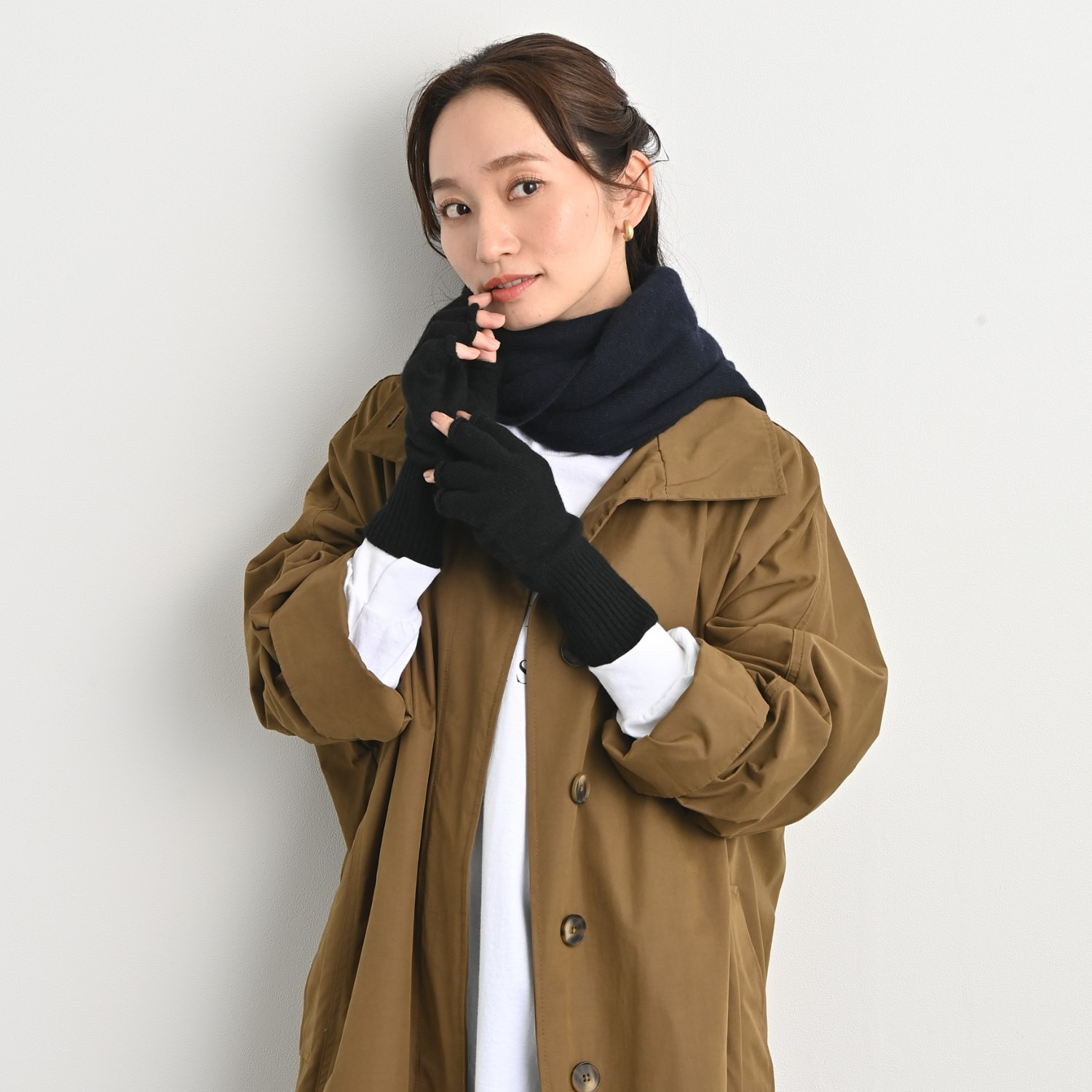 ティエドゥール 内モンゴル産 アルバスカシミヤ１００％ ふんわりニット ２ウェイマフラー