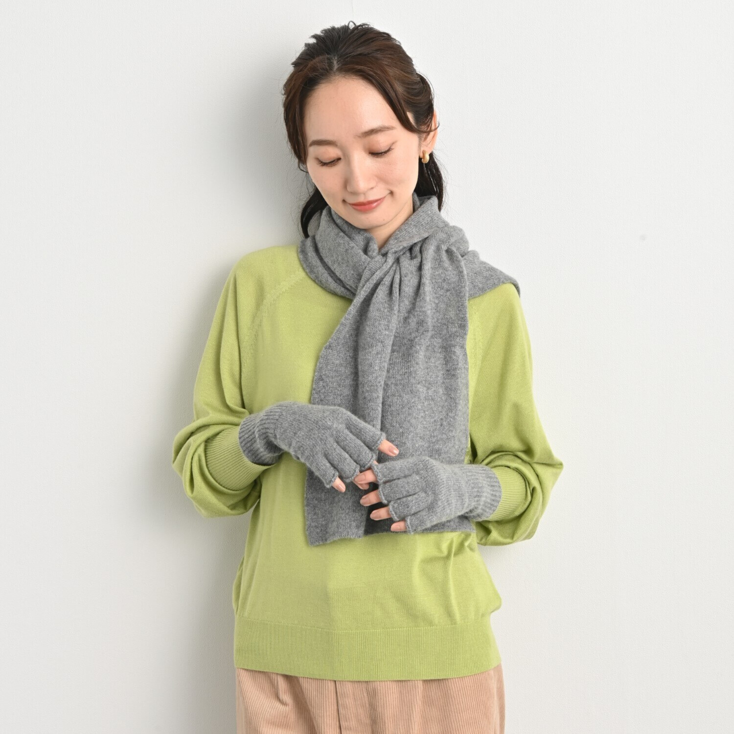 ティエドゥール 内モンゴル産 アルバスカシミヤ１００％ ふんわりニット ２ウェイマフラー