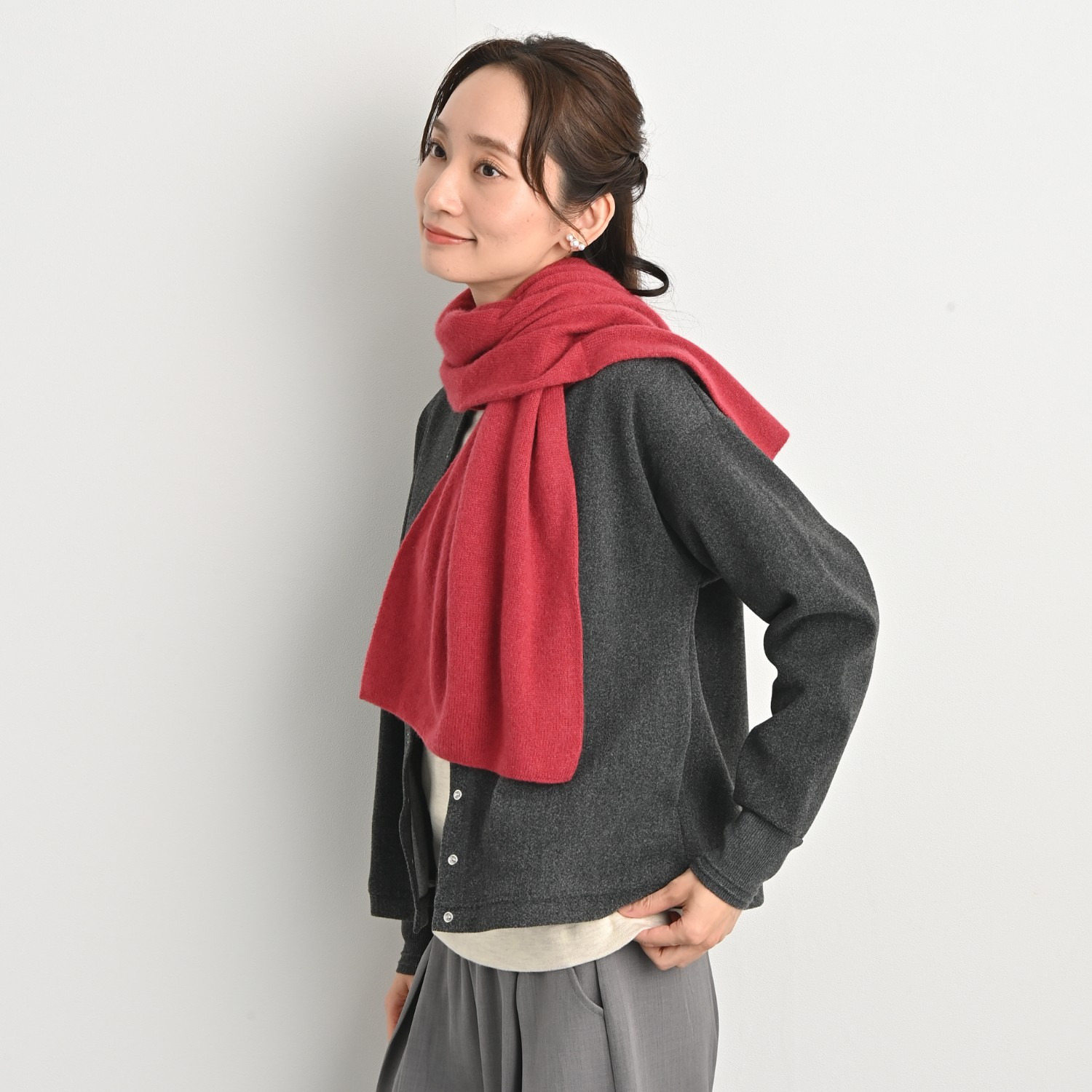 ティエドゥール 内モンゴル産 アルバスカシミヤ１００％ ふんわりニット ２ウェイマフラー