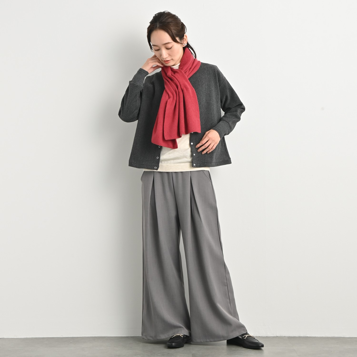 ティエドゥール 内モンゴル産 アルバスカシミヤ１００％ ふんわりニット ２ウェイマフラー