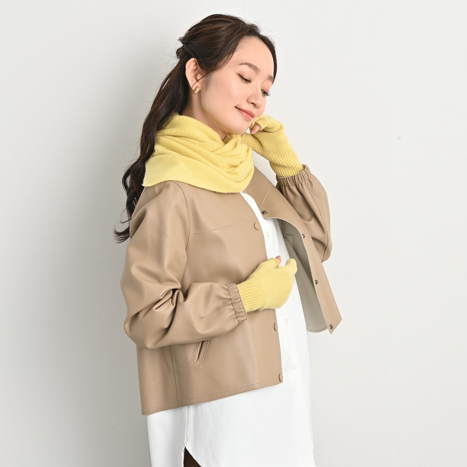 ティエドゥール 内モンゴル産 アルバスカシミヤ１００％ ふんわりニット ２ウェイマフラー