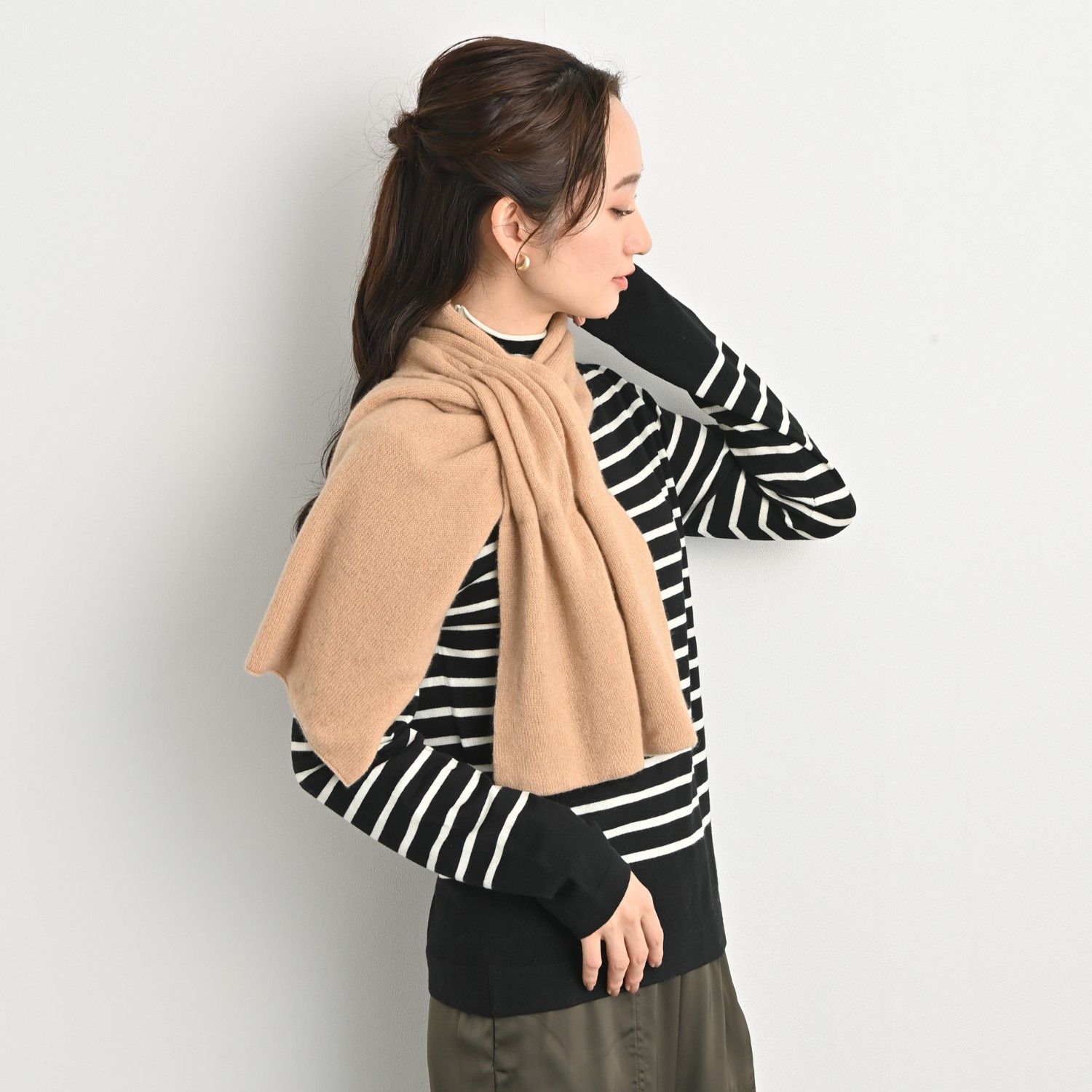 ティエドゥール 内モンゴル産 アルバスカシミヤ１００％ ふんわりニット ２ウェイマフラー