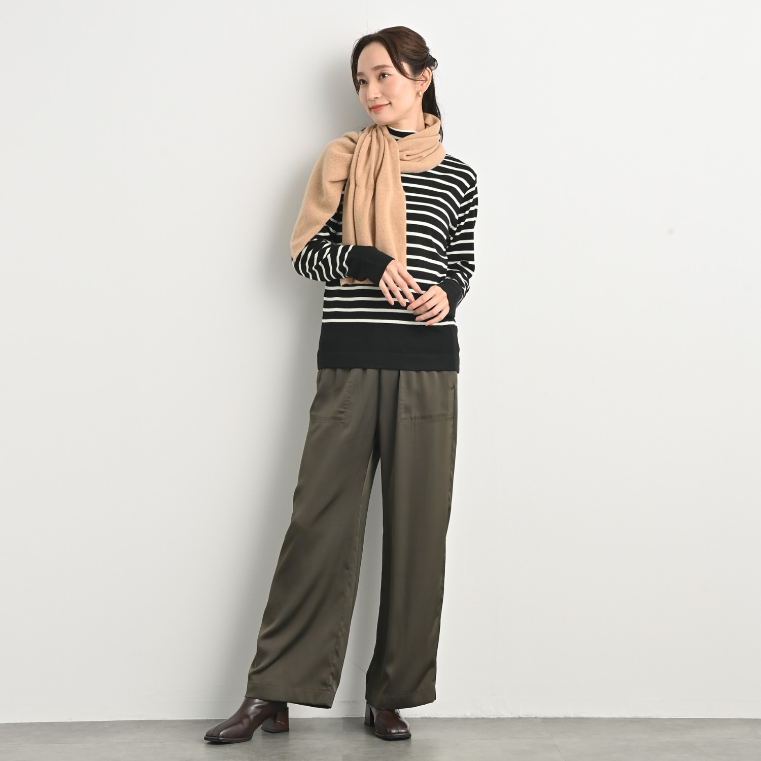 ティエドゥール 内モンゴル産 アルバスカシミヤ１００％ ふんわりニット ２ウェイマフラー