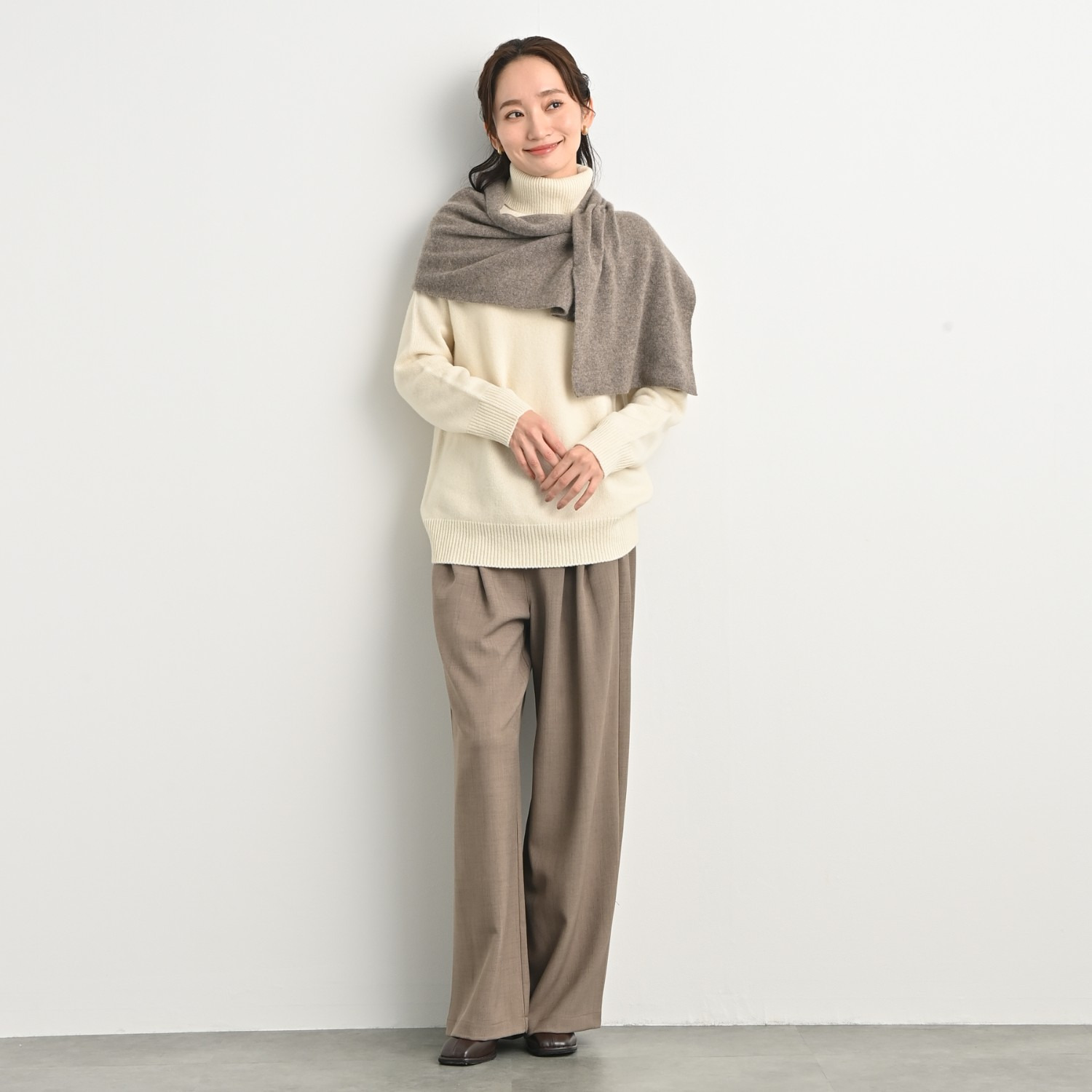 ティエドゥール 内モンゴル産 アルバスカシミヤ１００％ ふんわりニット ２ウェイマフラー