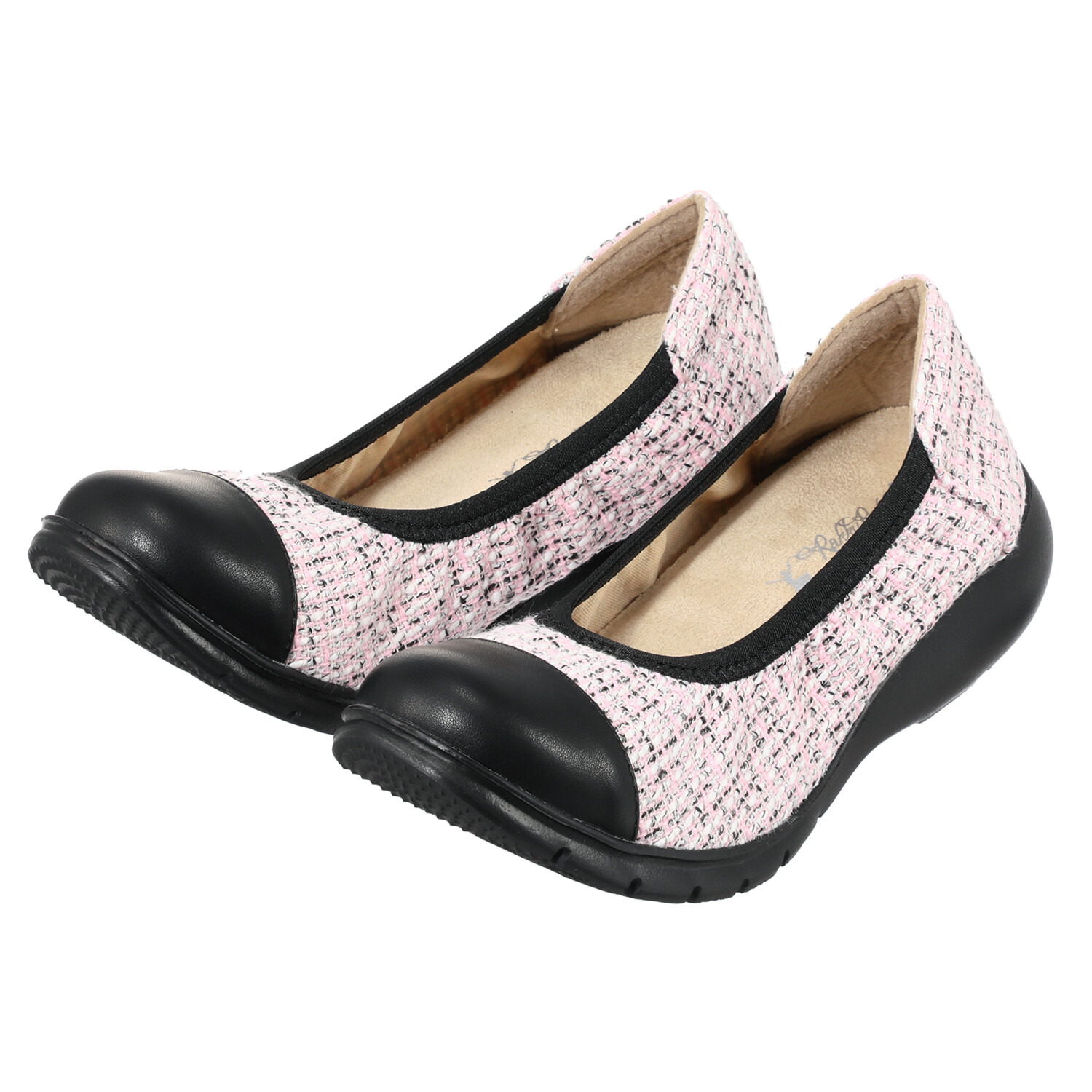 ラックラック 履いて歩いて全身運動！ 空飛ぶ　洗える 異素材切り替え エレガントパンプス