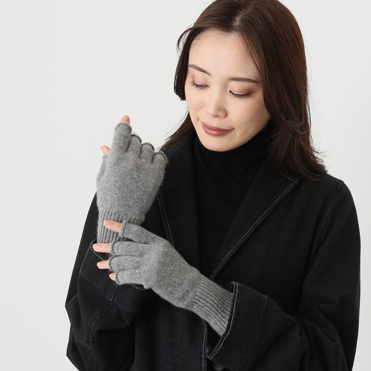 ティエドゥール 内モンゴル産 アルバスカシミヤ１００％ 指出しニットグローブ